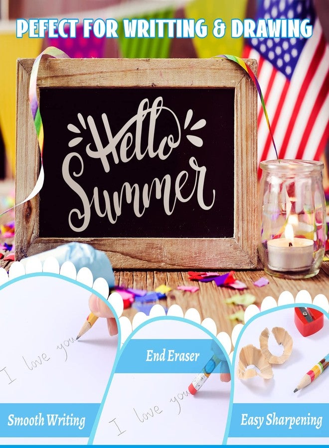 Fainne 36 Pcs Beach Pencils with Eraser Bulk Hawaii Beach Themed Party Favors Novelty Fun Wooden Assorted Colorful Pencils for Class School Reward Prize Christmas Party Favors Gifts, 6 Style - Image 2